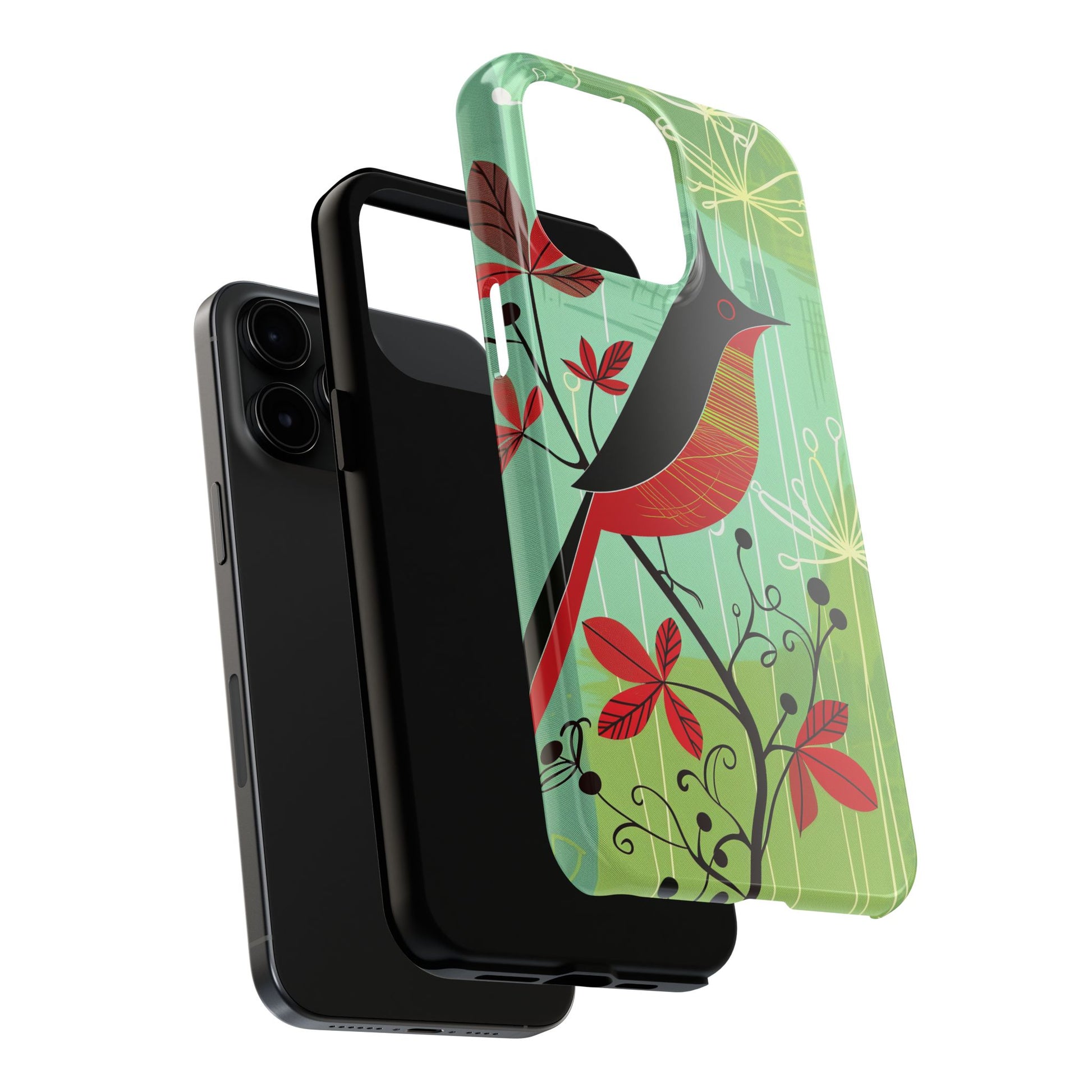 Mid Century Modern Animal Phone Case, Atomic Birds, Bird Iphone Case,Earth Tone Colors, Retro Style Smartphone Cover, iphone 14 Case, Apple