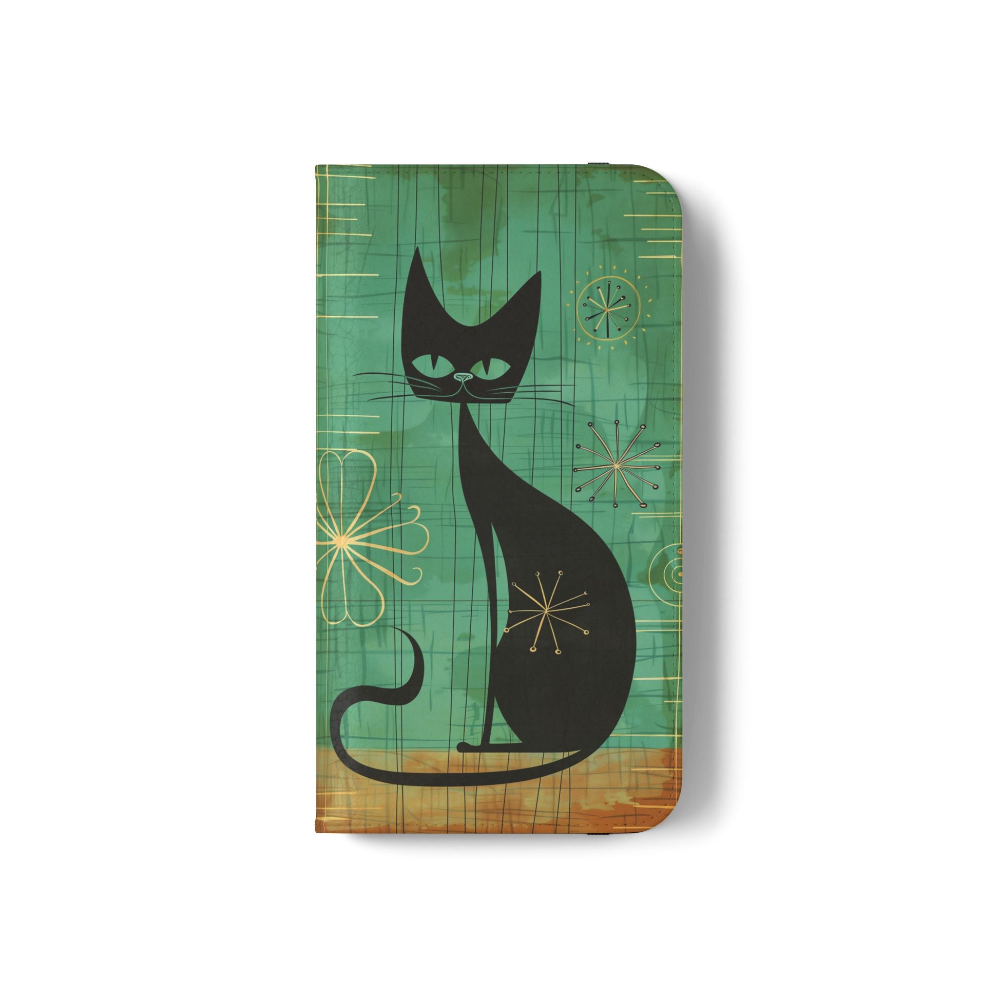 Mid-Century Modern Flip Case, Mid Mod Phone Case, Atomic Cats Case, Retro Chic Smartphone Cover, Android, Apple, Samsung Atomic Cats