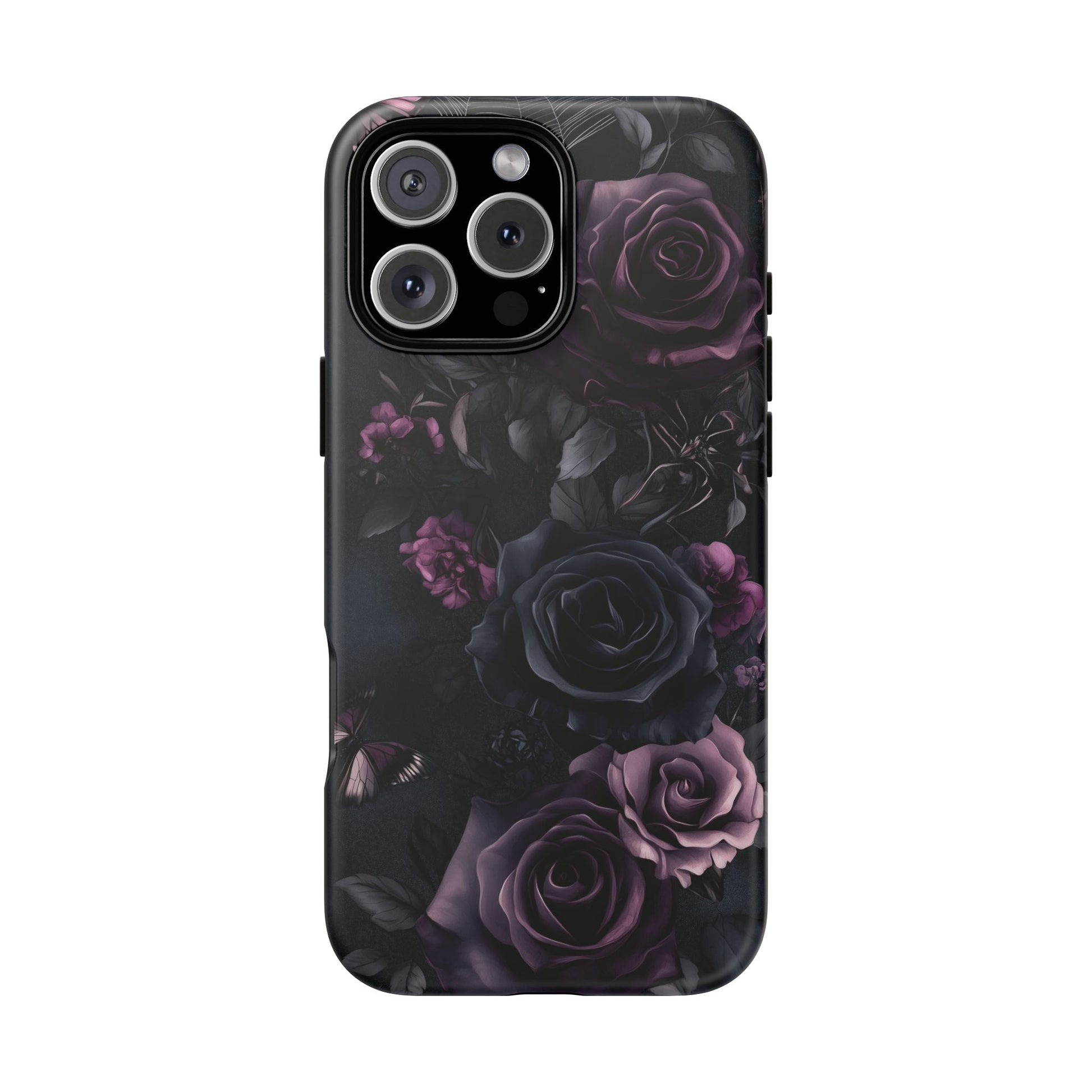 Gothic Floral Phone Case Dark Academia Black Roses Spider Webs Butterflies Witchcraft Night Sky iPhone 13 14 15 16 Pro Max Galaxy Pixel