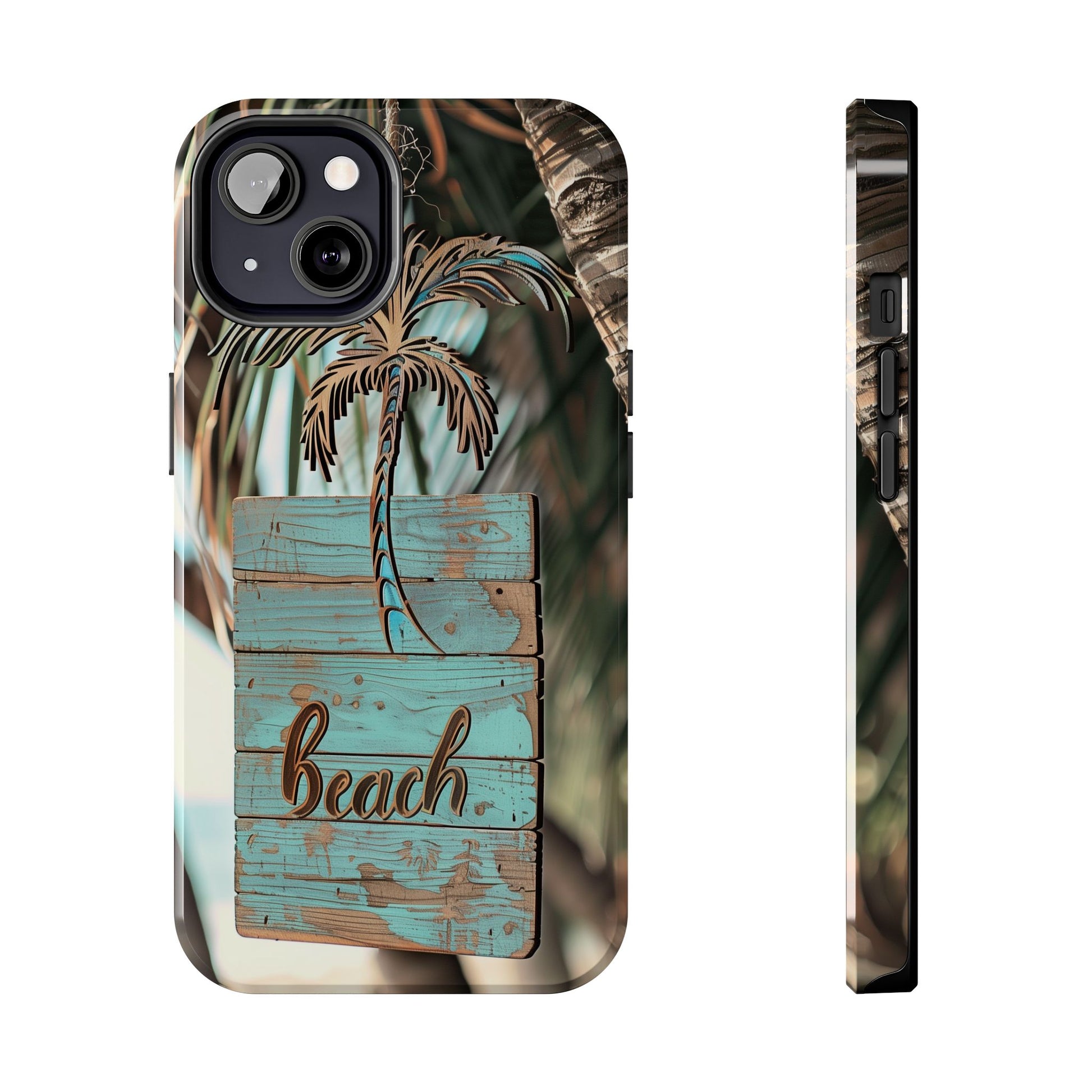 Durable Phone Case with Palm Tree Charm