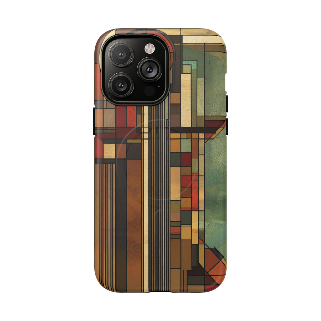 Magsafe Prairie Style Frank Lloyd Wright Usonian Phone Case Geometric Stained Glass Art Deco Marble 14 15 16 iPhone Pro Max