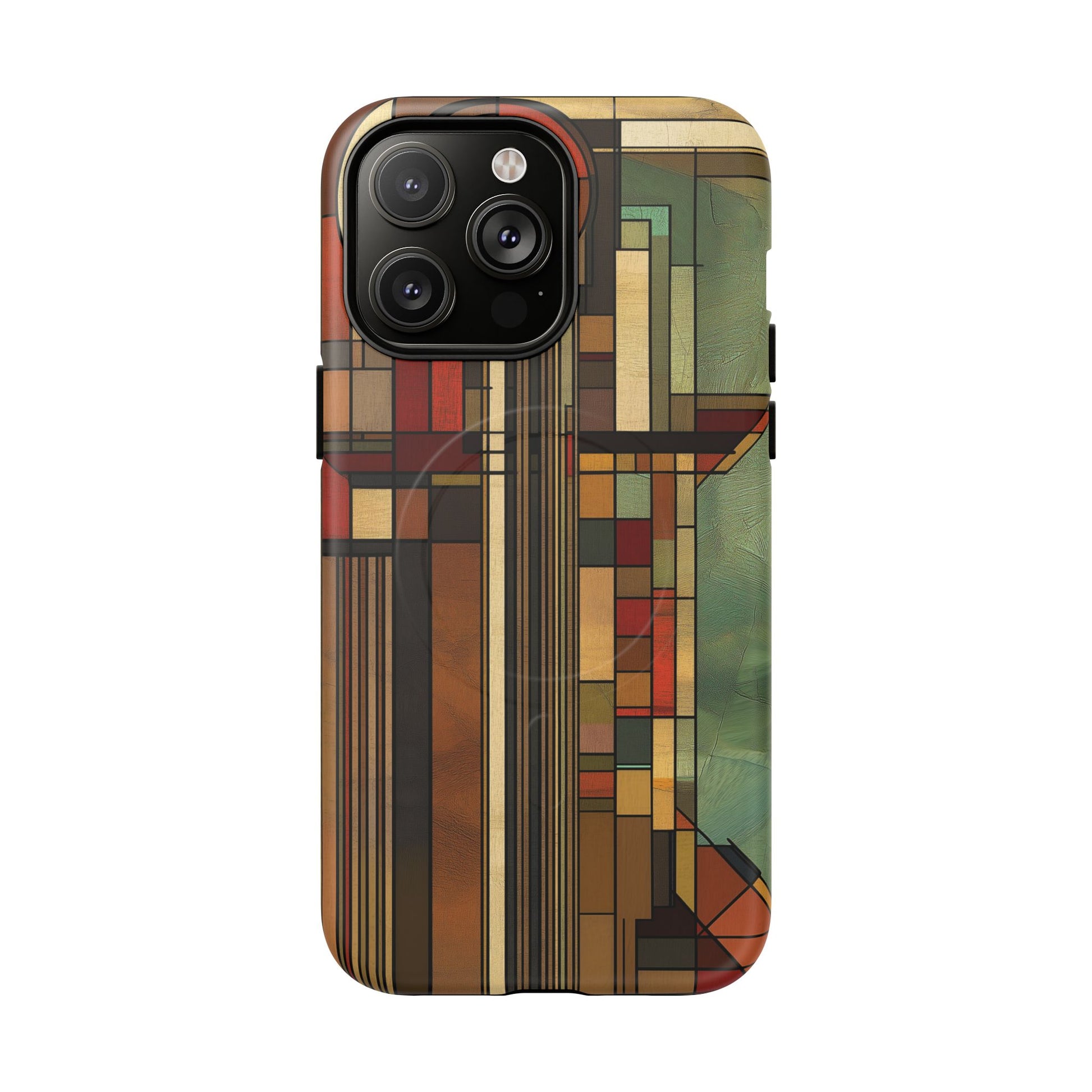 Magsafe Prairie Style Frank Lloyd Wright Usonian Phone Case Geometric Stained Glass Art Deco Marble 14 15 16 iPhone Pro Max