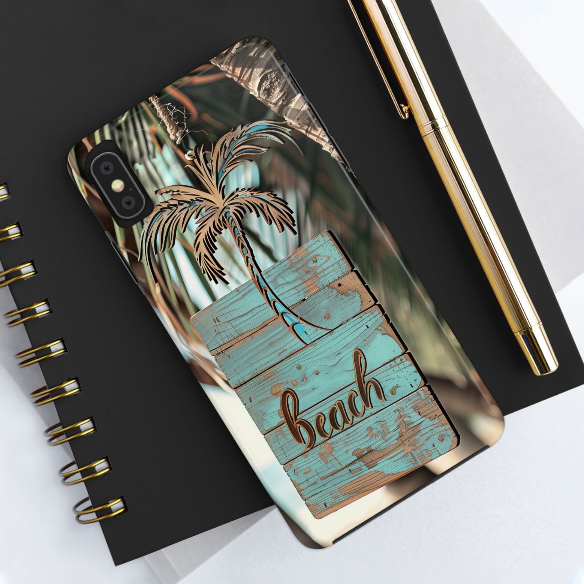 Durable Phone Case with Palm Tree Charm