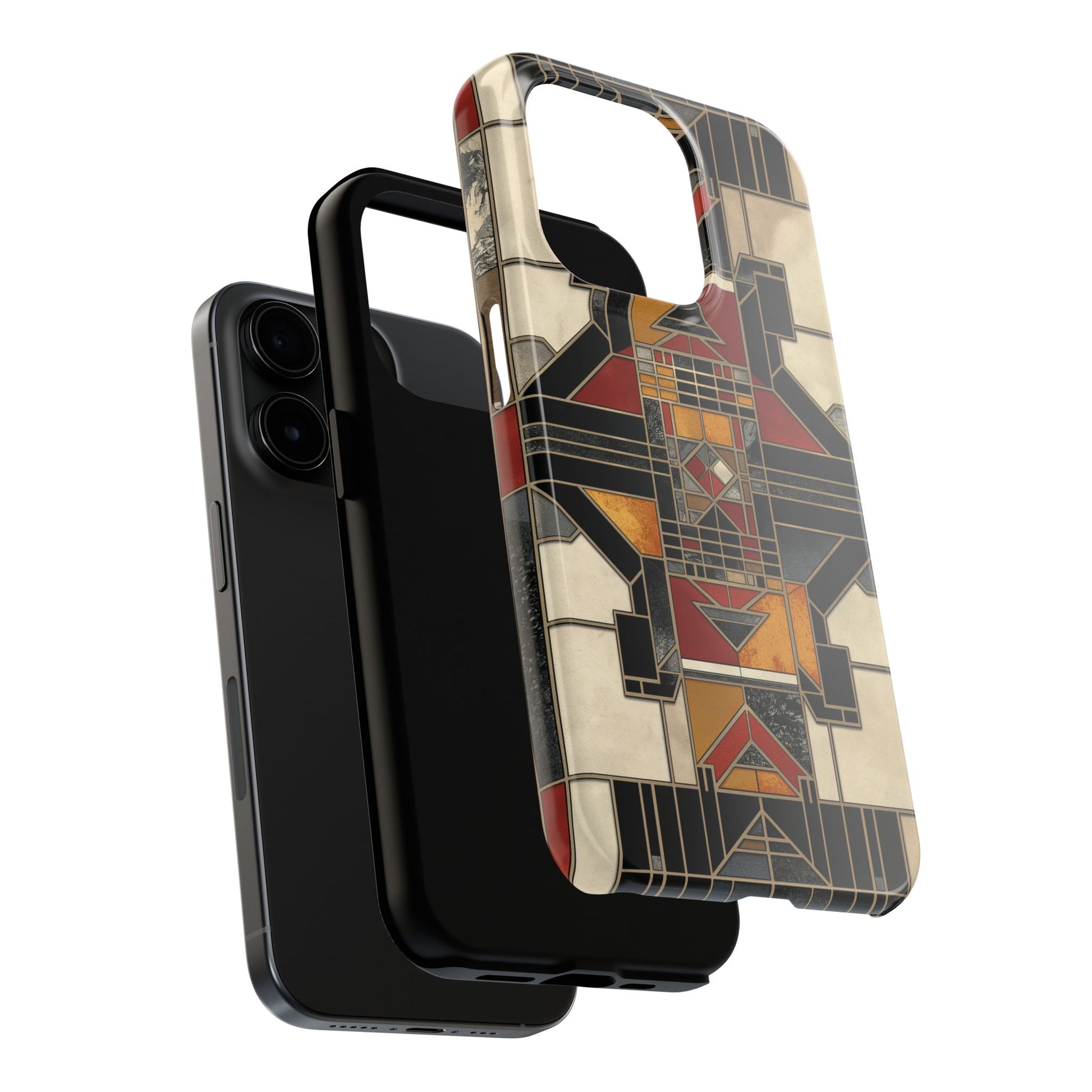 Frank Lloyd Wright Inspired Stained Glass Phone Case - Geometric Elegance for iPhone Models