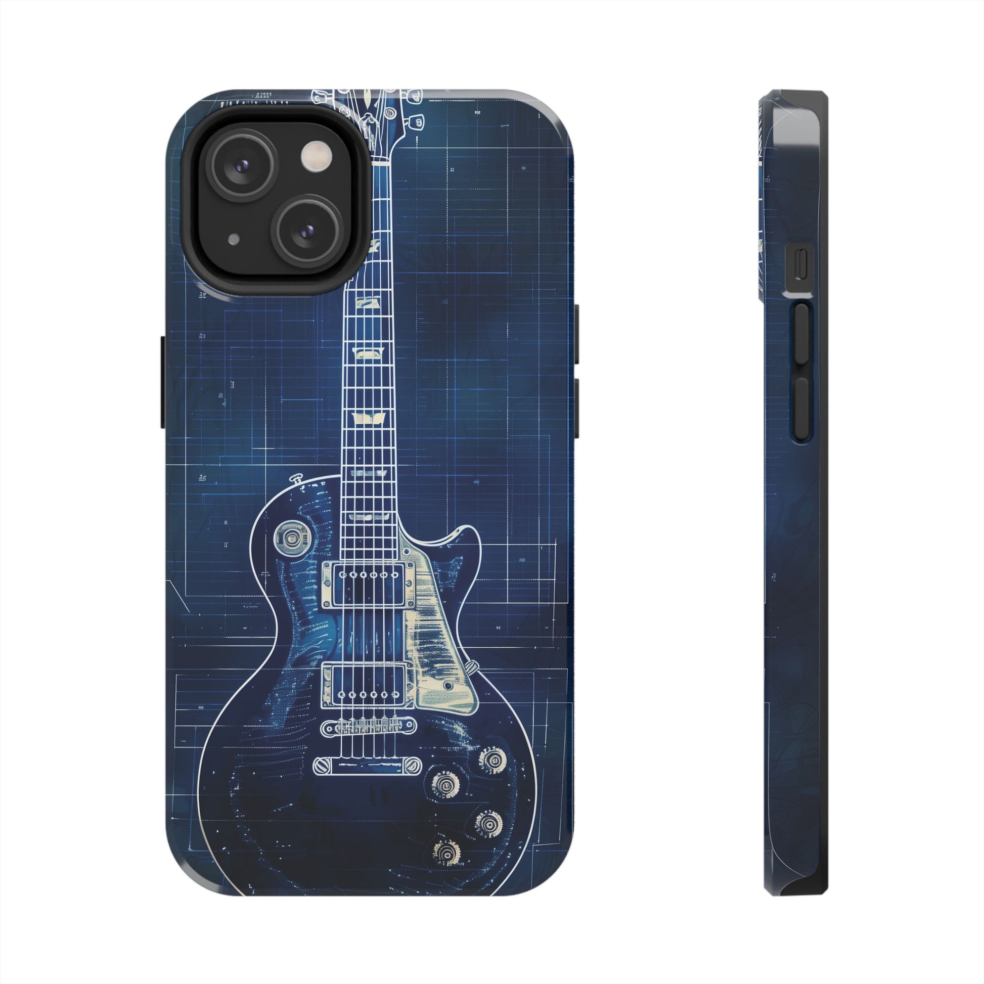Guitar Phone Case, Guitar Blueprint iPhone Cover, Vintage Guitar Design, Custom iPhone Covers, Rock Music Phone Accessories, Musician Gift