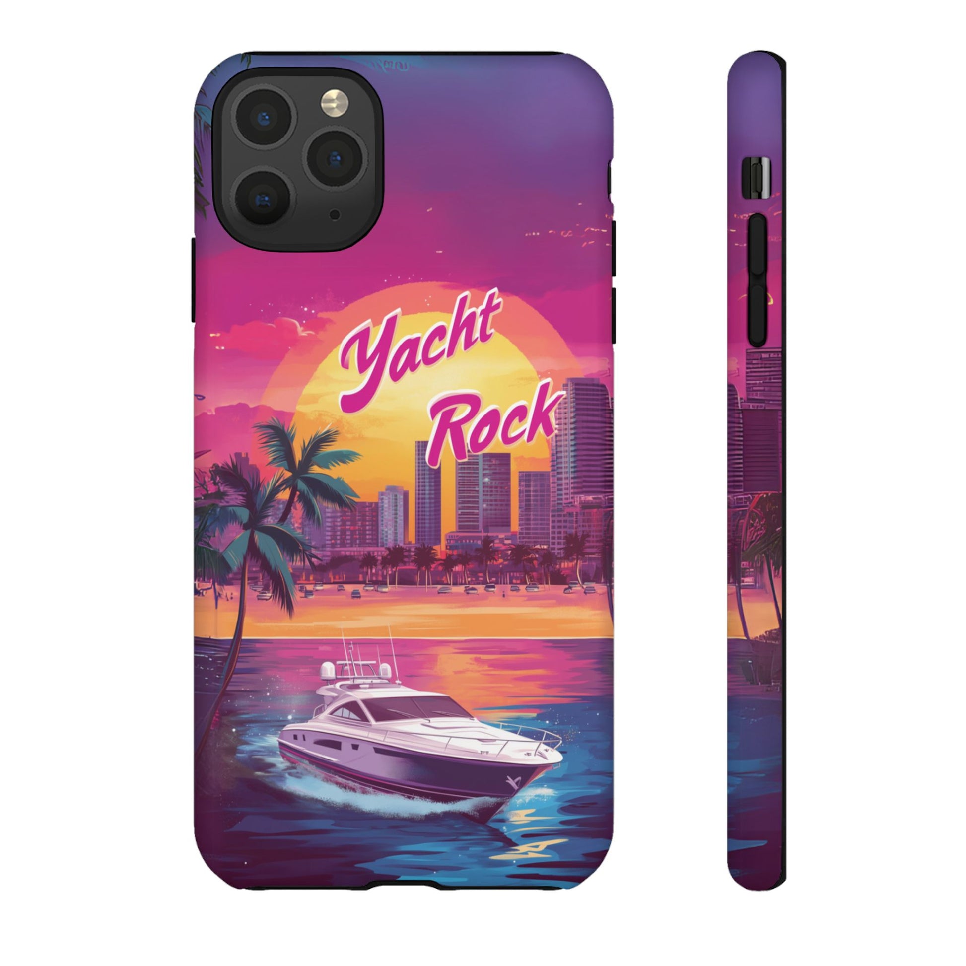 Custom Yacht Rock Phone Case iPhone 13 14 15 16 Pro Max Sunset Cruise Harbor Miami Vice Yacht Rock Gift Boating Captain South Beach Surfing