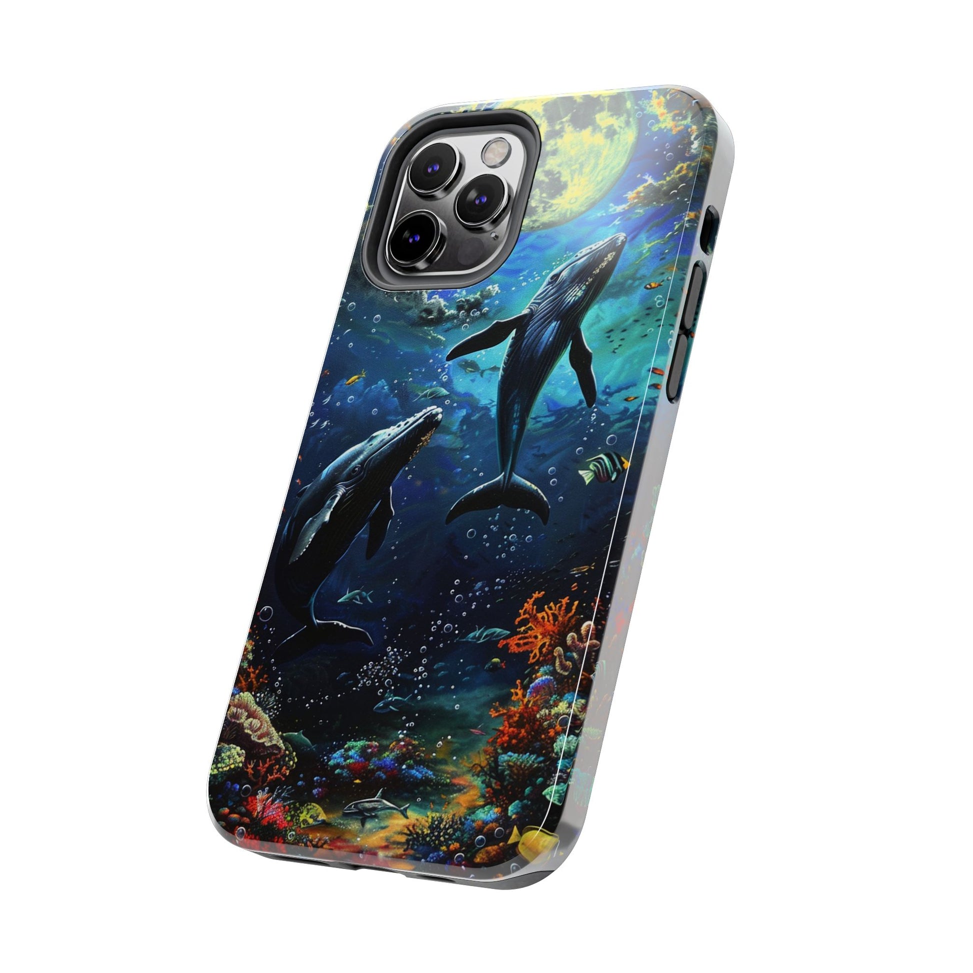 Moonlit Whales Underwater Phone Case - Durable and Stunning Protective Cover