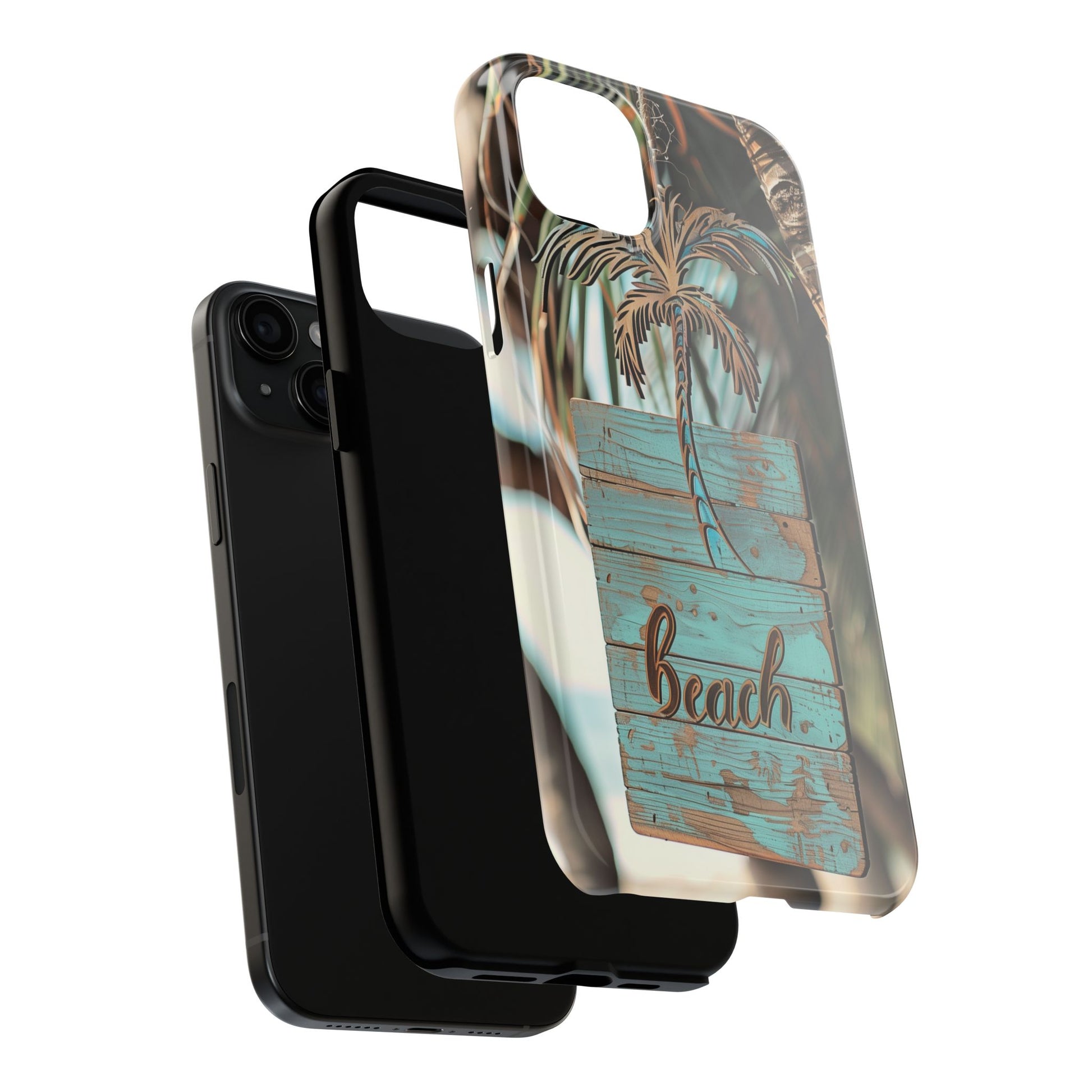 Durable Phone Case with Palm Tree Charm