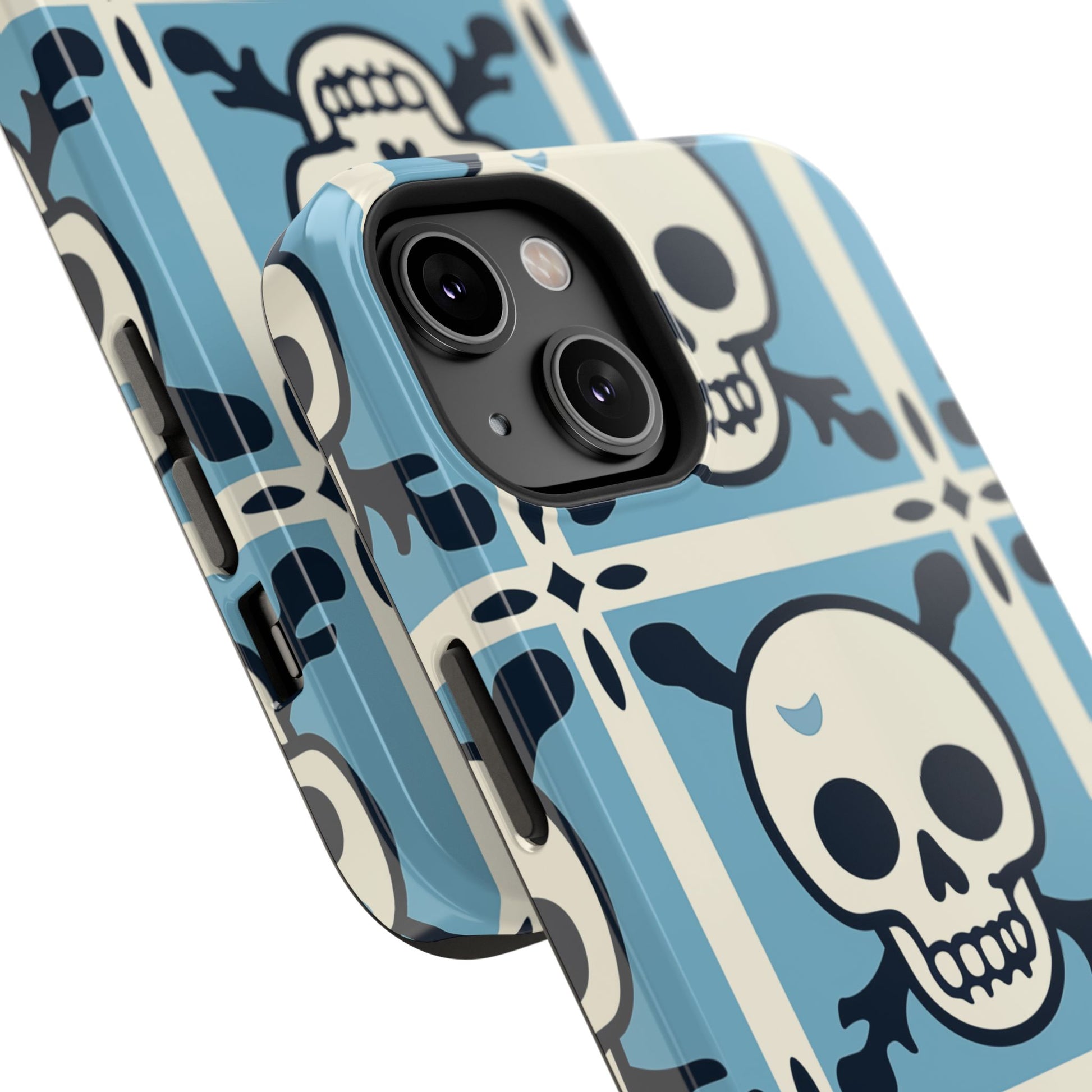 Cute Skull Phone Case Sugar Skull Ghingham Impact-Resistant Cover Goth Skull, Halloween Gift iphone 13 14 15 16 Pro Max