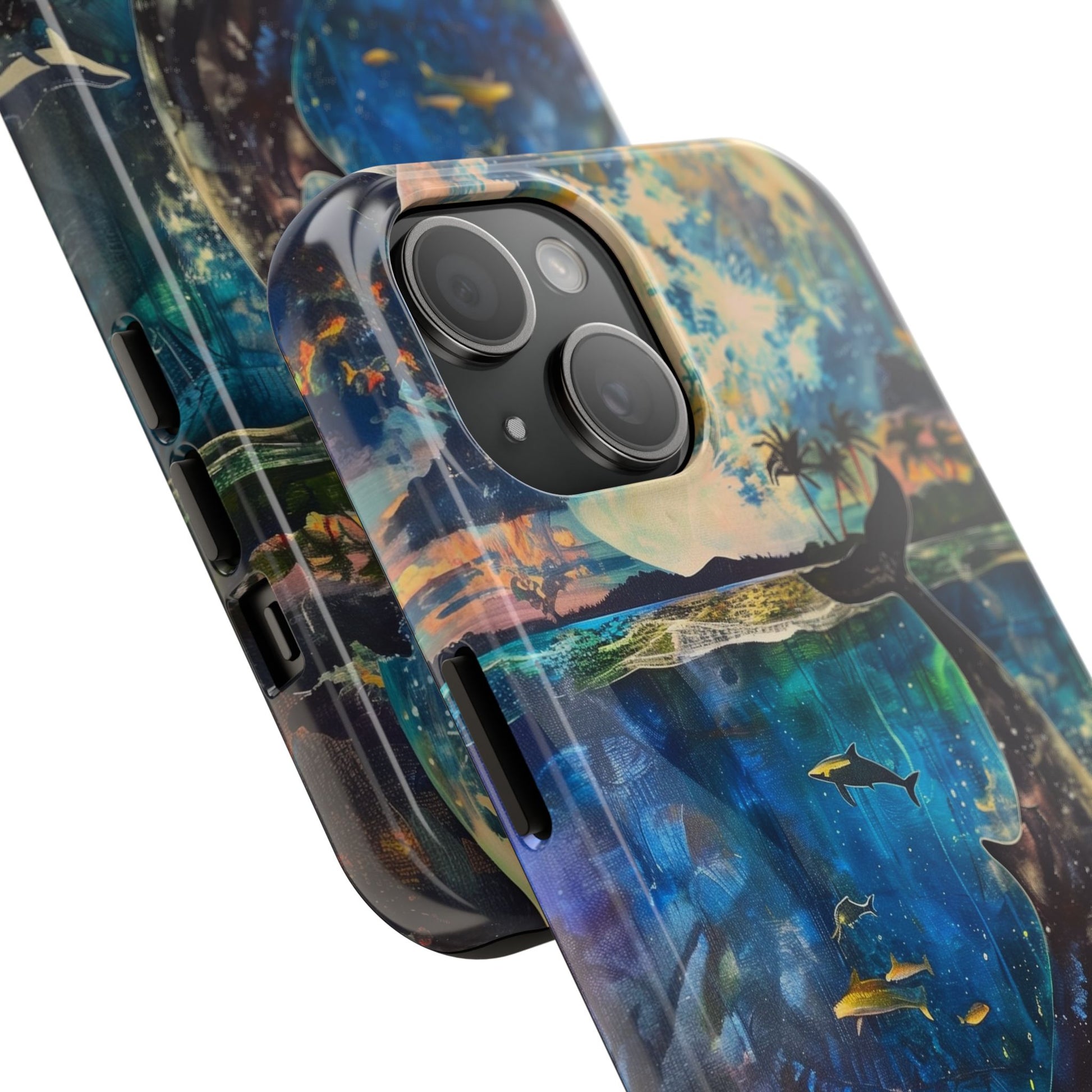 Abstract Moonlit Whale Underwater Phone Case - Durable and Stunning Protective Cover