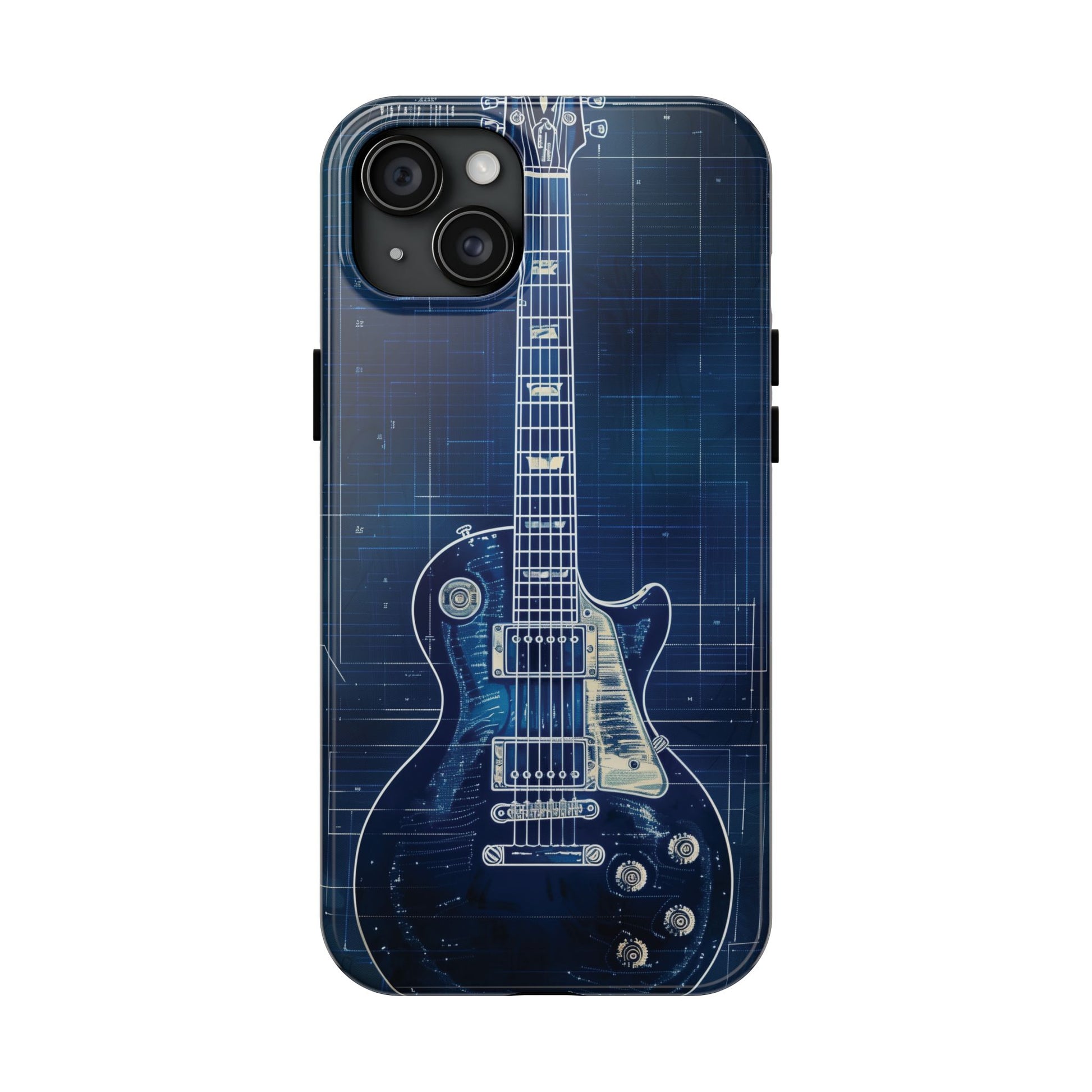 Guitar Phone Case, Guitar Blueprint iPhone Cover, Vintage Guitar Design, Custom iPhone Covers, Rock Music Phone Accessories, Musician Gift