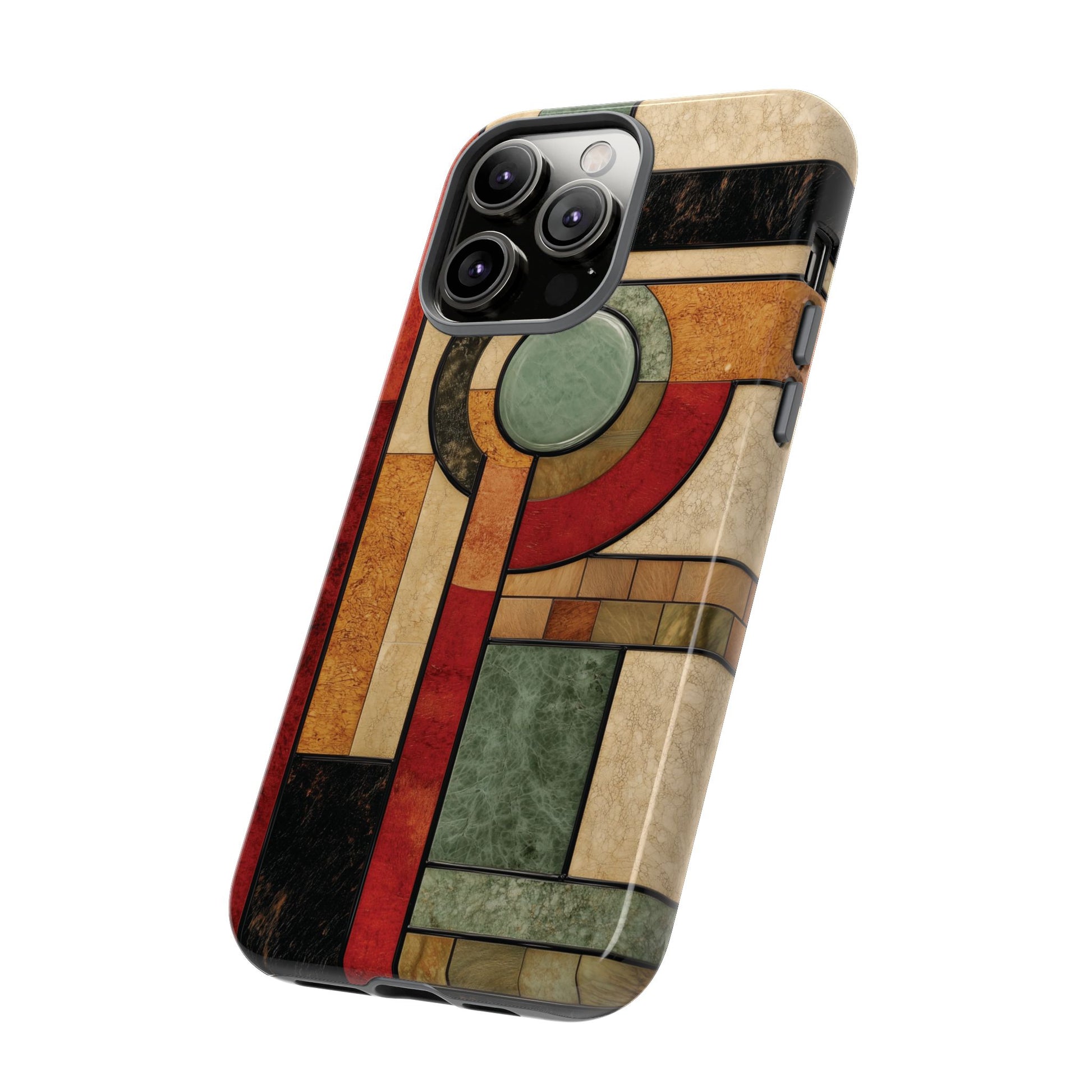 Stone Prairie Frank Lloyd Wright Usonian Phone Case Geometric Stained Glass Art Deco Marble Gold 13 14 15 16 iPhone Pro Max Galaxy Pixel