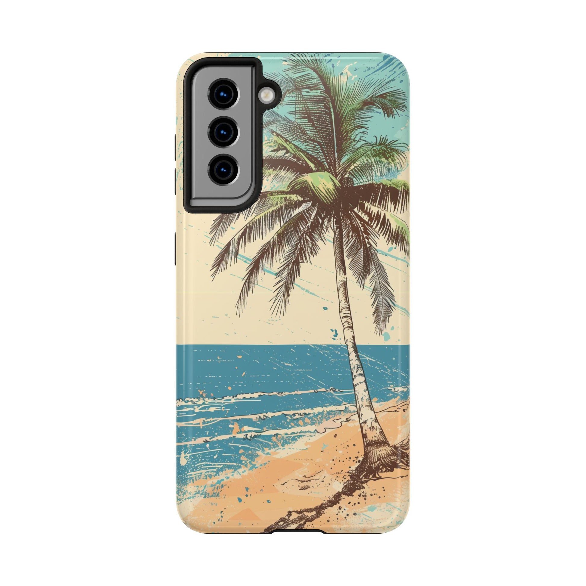 Retro Beach Scene Phone Case, Vintage Tropical Ocean iPhone Case, Summer Beach Phone Cover for iPhone, iphone 15 pro max