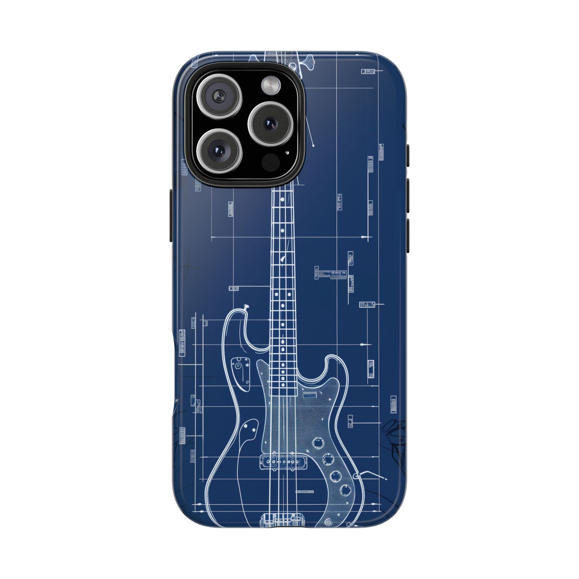 Guitar Phone Case Blueprint Schematic Vintage Custom Design Fender Gibson Rickenbacker Custom Rock Music Phone Accessories Musician Gift