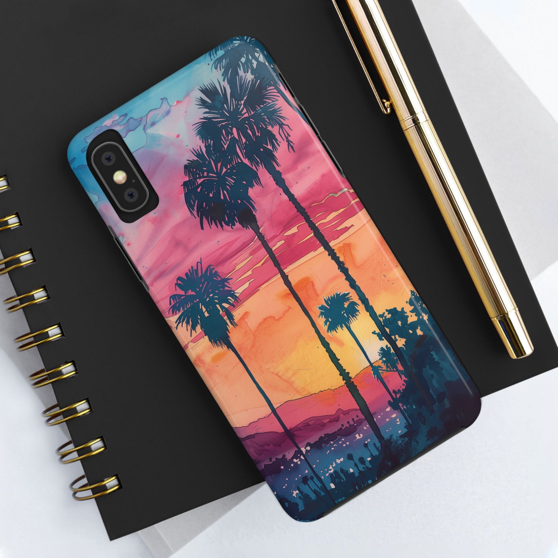 Los Angeles Sunset iPhone Case, Golden Hour Scenic View, Hollywood Hills Sunset Phone Case, Palm Trees Phone Case, iphone 15 pro max case