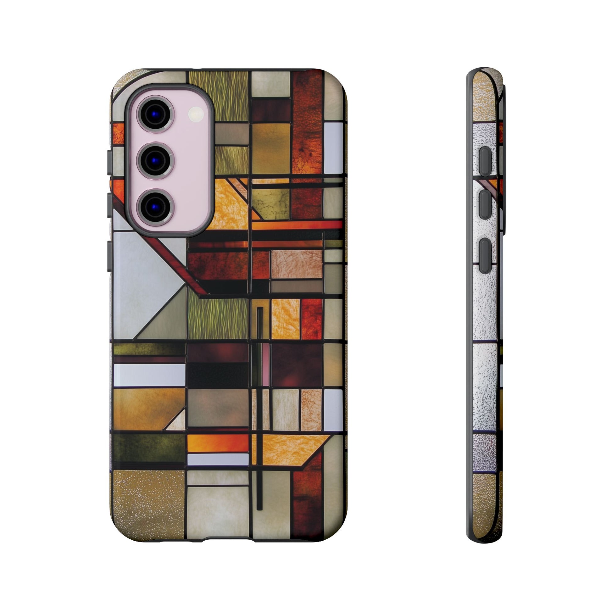 Stained Glass Phone Case Art Deco Frank Lloyd Wright Cottage Core Usonian Prairie Style Geometric Stylish  iPhone 14 15 16 Pro