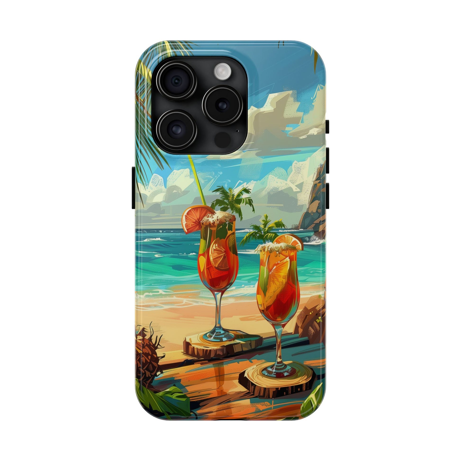 Retro Beach Scene Phone Case, Vintage Tropical Ocean iPhone Case, Summer Beach Phone Cover for iPhone, iphone 15 pro max