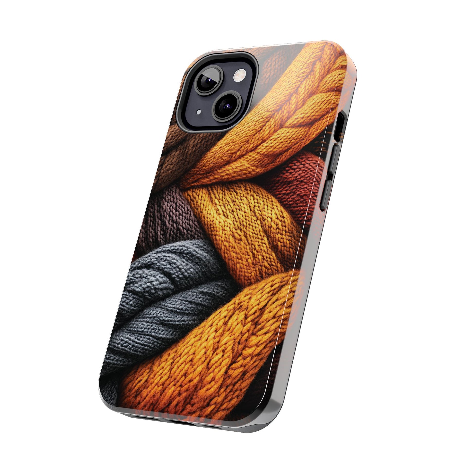 Fall Knit Sweater Cozy Cottagecore Phone Case Boho Embroidered Fall Colors Phone Cover for iPhone 13 14 15 Pro, Samsung Galaxy S22 S23