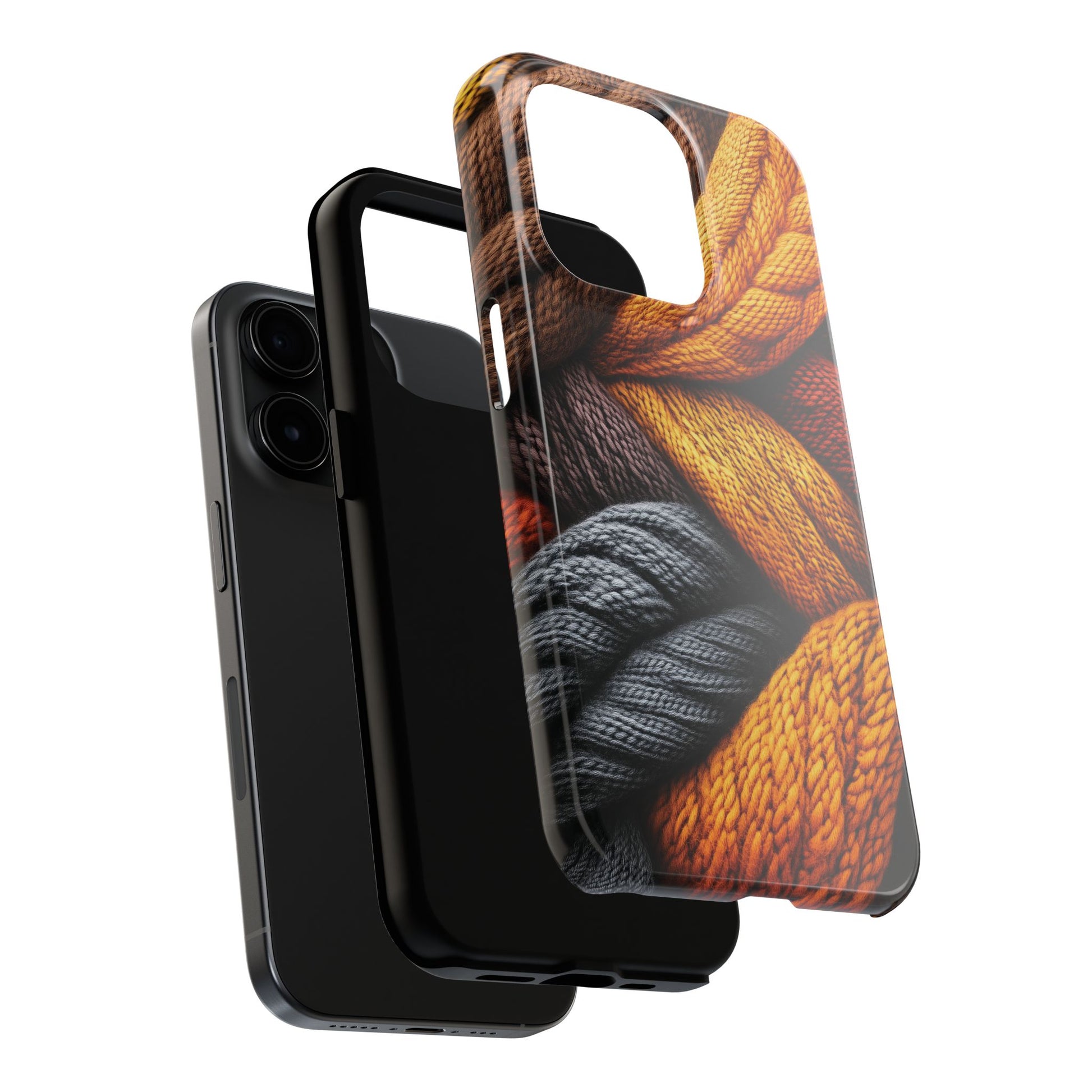 Fall Knit Sweater Cozy Cottagecore Phone Case Boho Embroidered Fall Colors Phone Cover for iPhone 13 14 15 Pro, Samsung Galaxy S22 S23