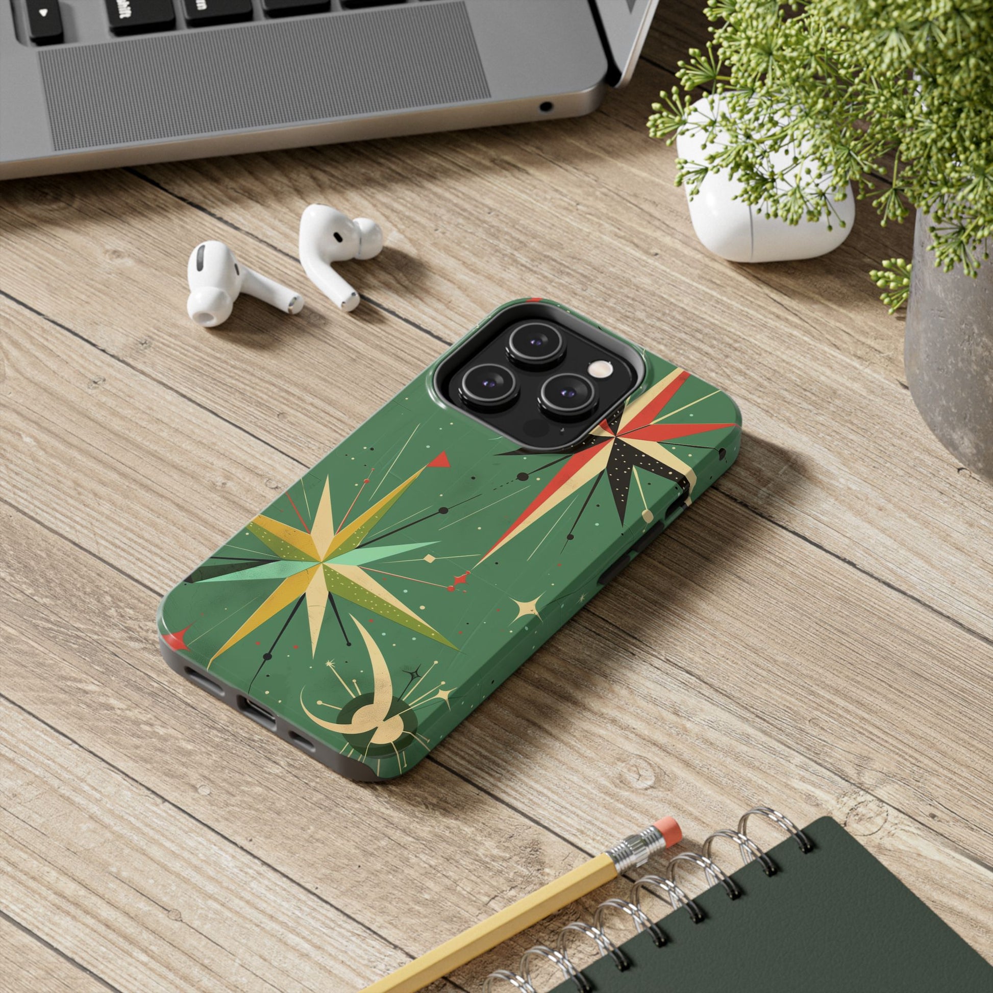 Mid Century Modern Star Design Phone Case, Earth Tone Colors, Retro Style Smartphone Cover, Vintage Phone Case, iPhone 14 Case, Apple iPhone